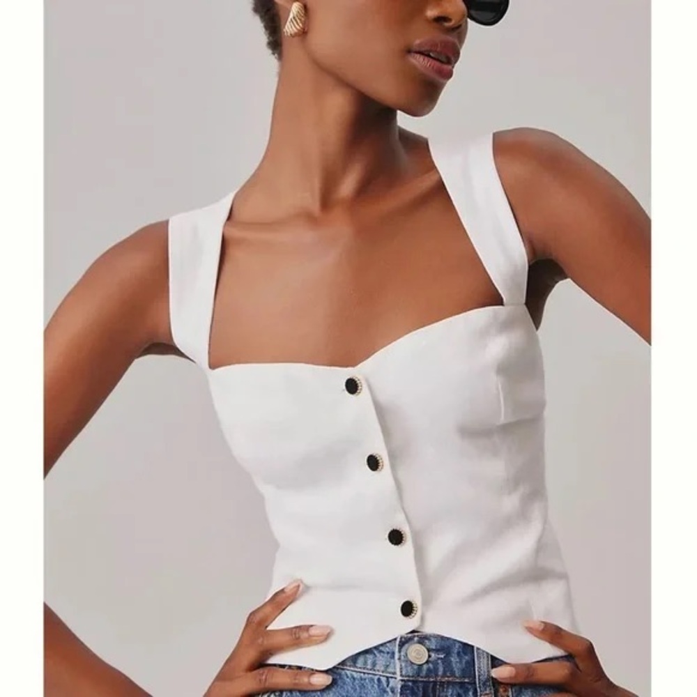 NWT Reformation Kimberly Linen Cross back top, Size 4 (S)